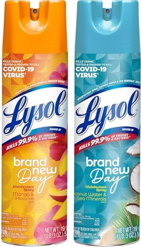 Lysol Disinfectant Spray Multi Scent Bundle - Mango & Hibiscus, Coconut & Sea Minerals Scents, 19 Ounces (Pack of 2)