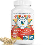 Ashwagandha Capsules Organic, Stress & Sleep Support, Potent 1200mg Pure Ashwagandha Root Powder, 120 Vegan Ashwagandha Capsules, Made in USA - 1 Bottle