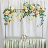 Adjustable Over The Table Rod Stand with Clamps, Black Metal Balloon Flower Arch Stand 35"-50" Tall, 45"-90" Length Ideal for Weddings, Showers, Birthday, Halloween, Thanksgiving Party Decorations