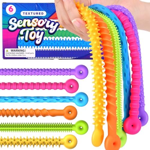 Sensory Toys Fidget Stretchy Strings: Fidget Toys Bracelet for Kids Calming - Adjustable Sensory Bracelet for Autism - Quiet Prizes Box Toys for Classroom 6 Pack
