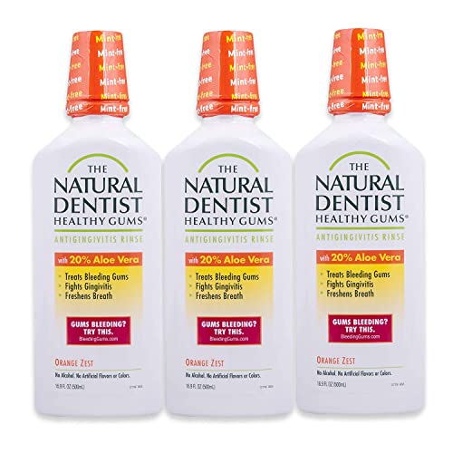 The Natural Dentist Healthy Gums Mouth Wash, Orange Zest Flavor, 16.9 Ounce Bottle (Pack of 3)