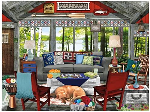 Ceaco - Tracy Flickinger - Lake Cabin - Oversized 300 Piece Jigsaw Puzzle, 24 x 18