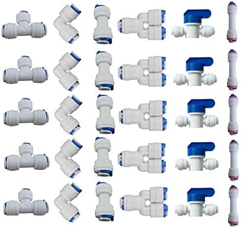 Lemoy 1/4" OD Quick Connect Push In to Connect Water Tube Fitting for RO Reverse Osmosis Water Filter Fittings Pack of 30