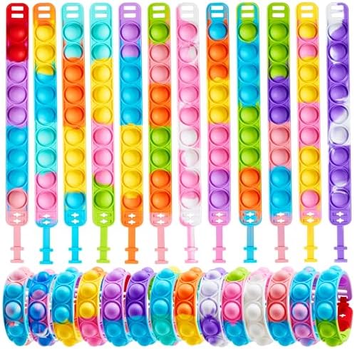 JOYIN Pop Fidget Toys pops Bulk 50 Pack Party Favors for Kids 4-8,8-12 Year, Fidget Bracelets Sensory Toys for Classroom Birthday Carnival Prizes Gifts Goodie Bags Stuffers for Kids