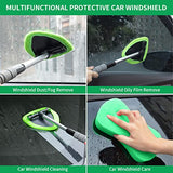 XINDELL Windshield Cleaner Tool - Portable Car Interior Cleaning Kit with Extendable Handle, 4 Microfiber Towel Pads, Auto Glass Wiper for Windshield, Trucks, SUVs, RVs, and Home Windows