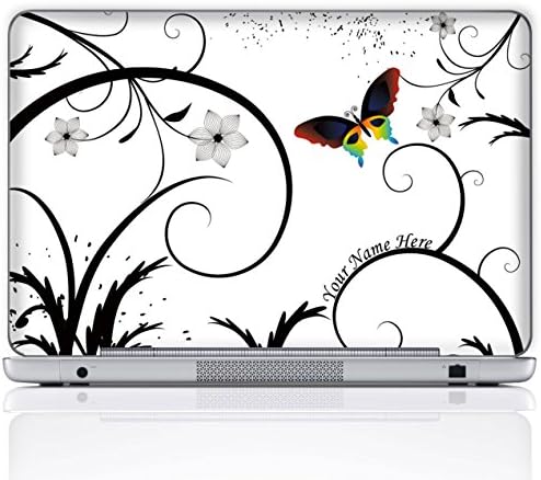 Meffort Inc Personalized Laptop Notebook Notebook Skin Sticker Cover Art Decal, Customize Your Name (17 Inch, Butterfly Swirl)