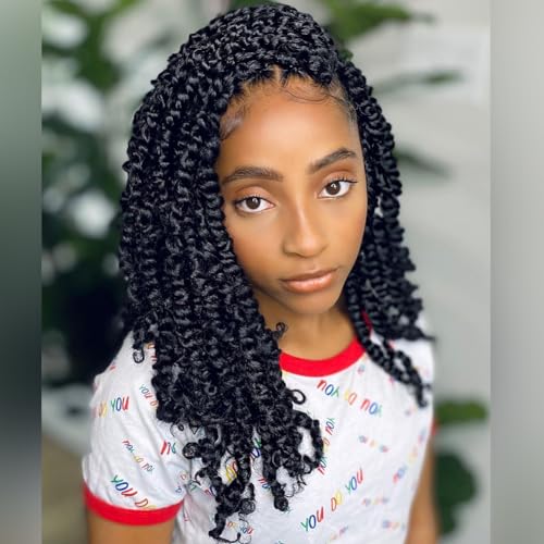 8 Packs Passion Twist Hair 12 Inch Pre-twisted Passion Twist Crochet Hair Pre-looped Crochet Braids Hair for Women Passion Twists Braiding Hair Synthetic Hair Extensions (12Strands/Pack; 1B#)