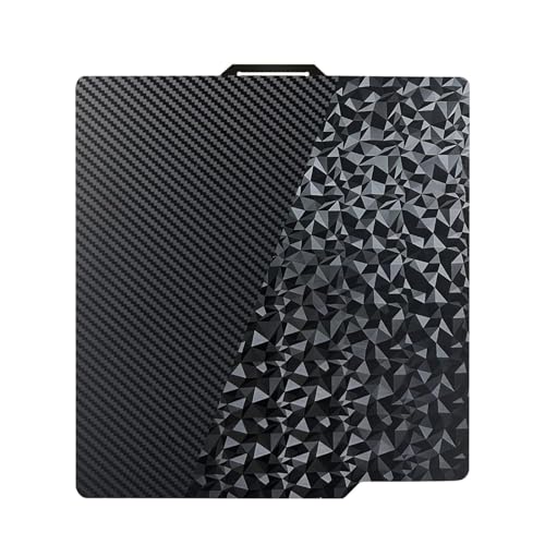 Double Sided Textured PEO PET Build Plate for Bambu Lab X1C/X1/X1E/P1P/P1S/A1, Smooth Diamond PEO+Carbon Fiber PET Spring Steel Bed Plate 257x257mm for Bambu Labs