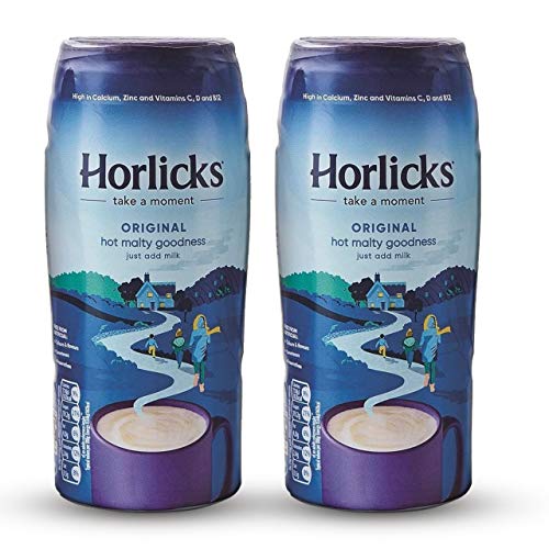 Horlicks Malted Milk Powder 500 Gram (Pack of 2 Jars) - Made in England for Malt - Creamy, Malty Taste - Free From Artificial Colors, Sweeteners, and Preservatives