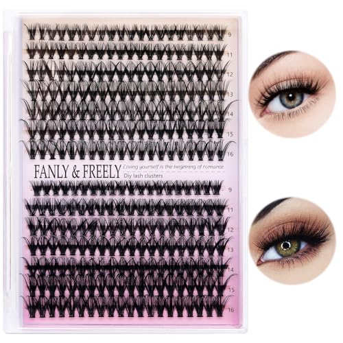 Lash Clusters 280Pcs Cluster Lashes 30D 40D D Curl False Eyelashes Mix9-16mm Eyelash Clusters Individual Cat Eye Lashes Clusters for DIY Cluster Eyelash Extensions at Home (30D+40D-0.07D-9-16MIX)