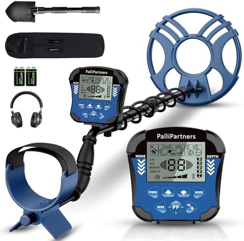 PalliPartners Metal Detector for Adults Waterproof - Metal Detector Professional Gold and Silver, Higher Accuracy, Bigger LCD Display, 5 Mode, 12"" IP68 Coil, New Advanced DSP Chip (970-B), blue