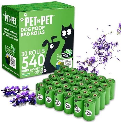 Pet N Pet Poop Bags For Dogs, Green 540 Counts Lavender Scented Dog Poop Bags Rolls, Dog Bag, Pet Waste Bag