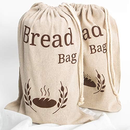 Bread Bag 2 Pack Natural Linen | Food Storage Bag | Linen Cotton Blend | 38x27 cm | Eco Product | Plastic Free