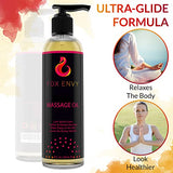 Fox Envy Body Massage Oil: Organic Massage Oil for Massage Therapy, Premium Massaging Oil-Lush Vanilla Scent with Jojoba & Coconut Massage Oil, Therapeutic Massage, Oil 1Bottle, 8 fl oz