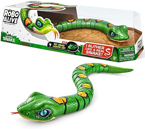 Robo Alive Slithering Snake Series 3 Green by ZURU Battery-Powered Robotic Light Up Reptile Toy That Moves (Green),7150B
