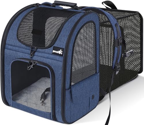 Pecute Pet Carrier Backpack, Dog Carrier Backpack, Expandable with Breathable Mesh for Small Dogs Cats Puppies, Pet Backpack Bag for Hiking Travel Camping Outdoor Hold Pets Up to 17 Lbs
