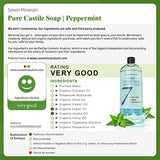 Pure Castile Soap, Peppermint - No Palm Oil, GMO-Free - Gentle Liquid Soap For Sensitive Skin & Baby Wash - All Natural Vegan Formula with Organic Carrier Oils (33.8 fl oz)