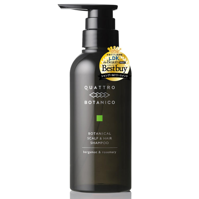 QUATTRO BOTANICO Men's Amino Acid Type Botanical Scalp & Hair Shampoo, Bergamot Scent, Non-Silicone, Dense Foam, Scalp Shampoo for Men, Scalp Shampoo, Dandruff, Itch, Scalp Care, 10.1 fl oz 300 ml