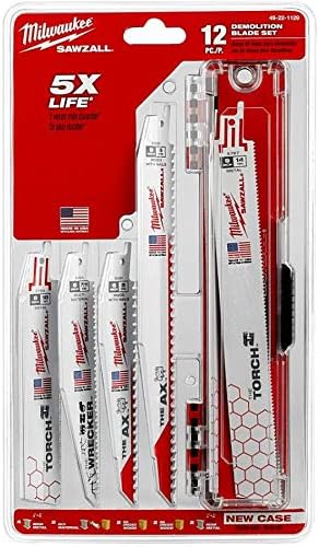 Milwaukee 12 Piece Multi Material (Wood, Plastic, Metal) Bi-Metal SAWZALL Ultimate Demolition Reciprocating Saw Blade Set