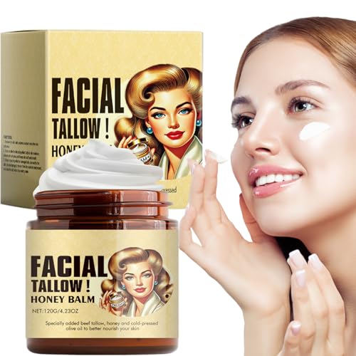 Beef Tallow for Skin Grass Fed Tallow and Honey Balm, Tallow Face Moisturizer for Face & Body, Unscented, Multi-Purpose Balm, 4.23 OZ (1)