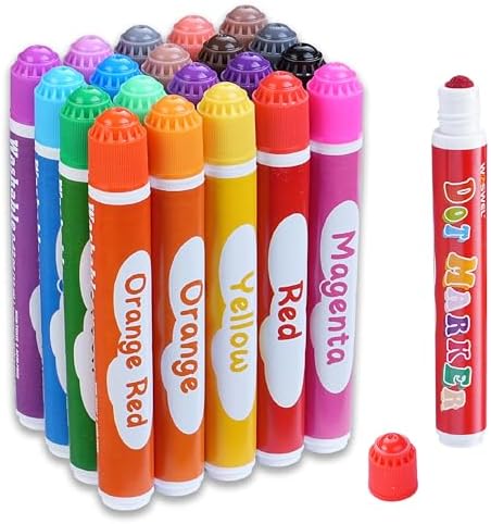 Dot Markers, 20 Colors Washable Dot Paint Markers for Toddlers Kids Preschool, Bingo Daubers Supplies, Painting Art and Crafts Kits Coloring Set, Class Valentine Gift Art Party