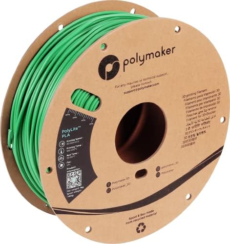 Polymaker 2.85mm(3mm) PLA Filament 2.85mm, 1kg High Rigidity Green PLA 2.85 PolyLite PLA 3D Printer Filament, Print with 2.85mm Openning 3D Printers Only