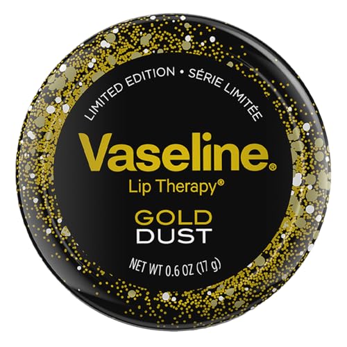 Vaseline Lip Therapy Gold Dust, Limited Edition – Balm, Lip Shimmer Gloss, Dry Lips Moisturizer, 0.6 Oz