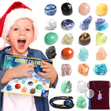 ZIZZ Advent Calendar 2024 Christmas - 24 Days Natural Rock Crystal Gemstone Christmas Countdown Calendar for Boys Girls Geology Stone Learning Collection Birthday Christmas Gift Toy for Kid Teen Adult