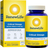 Renew Life Norwegian Gold Critical Omega, Omega-3 Fish Oil, 60 Burp-Free Softgels (Pack May Vary)