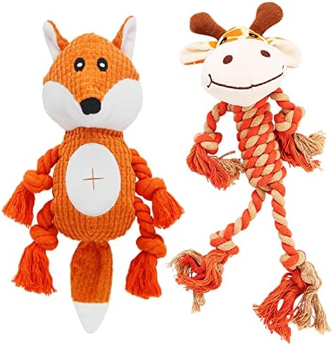 Rope Dog Toys for Aggressive Chewers, Tug of War Dog Toys for Boredom, Interactive Dog Toys to Keep Them Busy, Plush Squeaky Dog Toys for Small Medium Large Dogs