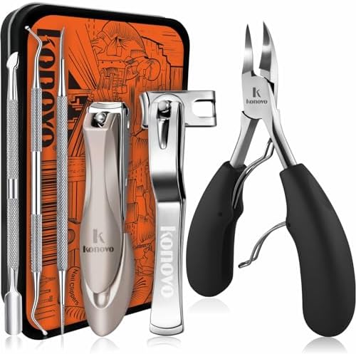 Toenail Clippers for Seniors Thick Toenails, Toe Nail Clippers Adult Thick Nails Long Handle, Professional Heavy Duty Nail Clippers 6Pcs Black