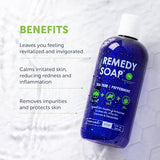 Remedy Soap Pack of 2, Helps Wash Away Body Odor, Sooth Athlete’s Foot, Ringworm, Jock Itch, Yeast Infections and Skin Irritations, 100% Natural with Tea Tree Oil, Mint & Aloe 12 oz