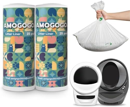 50 Pcs Waste Bags, Compatible with Litter Robot 4 & 3, Replacement Waste Bags, Heavy Duty Cat Litter Trash Bags, Waterproof Litter Bags, 26.4" x 21.9"