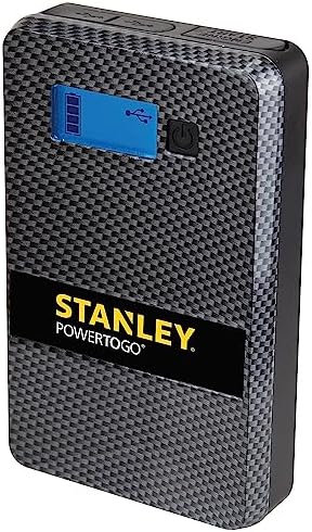 STANLEY SS4LS 600 Peak Battery Amps PowerToGo Lithium Ion Power Station Jump Starter and 8000mAh Portable Power Bank: Dual 3.1A USB Ports, Battery Clamps , Gray