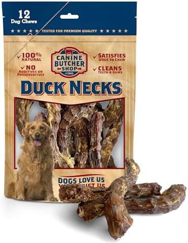 Duck Necks for Dogs, Raised & Made in USA, All-Natural Dog Chews, Treats (Pack of 12)