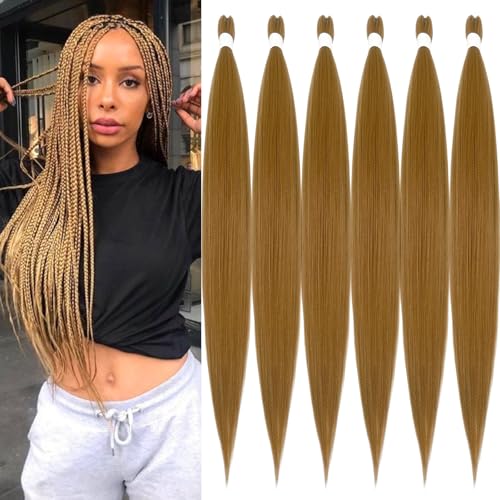 Pre Stretched Braiding Hair Extensions for Braiding Color 27 Honey Blonde Braiding Hair Pre Stretched 26 inch 6 packs Knotless Synthetic Jumbo Hypoallergenic Braiding Hair Extensions