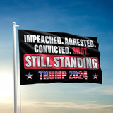 Patriogee Trump 2024 Flag 3x5 Double Sided Impeached Arrested Convicted Shot Still Standing Trump 2024 Flag, Outdoor US Flag Banner Decoration, Trump Support Flag, Trump 2024 Still Standing Trump Flag