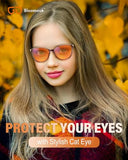 Bloomoak-Blue Light Blocking Glasses-Amber Gaming Glasses-Anti Glare for Better Sleep for Screens, TVs, Phones (Burgundy Sweetheart-99%-Cat Eye)