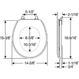 MAYFAIR 44ORA 000 Toilet Seat with Oil Rubbed Bronze Hinges will Never Come Loose, ROUND , White