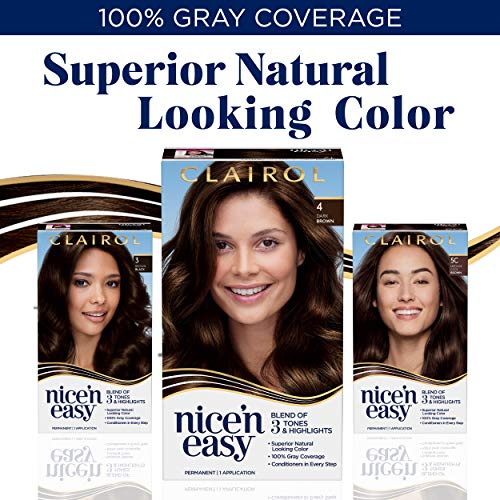 Clairol Nice'n Easy Permanent Hair Dye, 5N Medium Neutral Brown Hair Color, Pack of 3