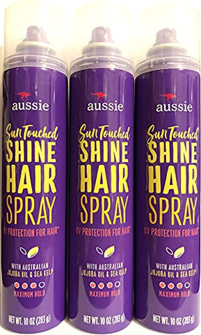 Aussie Sun-Touched Shine Hairspray, Maximum Hold 10 ounces (Pack of 3)