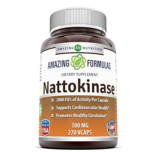 Amazing Formulas Nattokinase Dietary Supplement 100 mg Veggie Capsules Supplement | 2000 FU Enzyme Activity | Non-GMO | Gluten Free | Made in USA (270 Count)