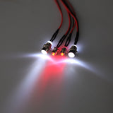 LAFEINA RC Car LED Light Kit, RC Truck 4 LED Lamp Kit Set 2 White Headlights & 2 Red Taillights for 1/10 1/8 RC Model Car Truck Tank Tamiya D3 Axial SCX10 D90 HSP Kyosho HPI TRAXXAS Monster Truck