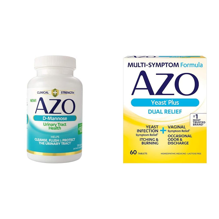 AZO Urinary & Vaginal Health 120 Count D-Mannose and 60 Count Yeast Plus Dual Relief