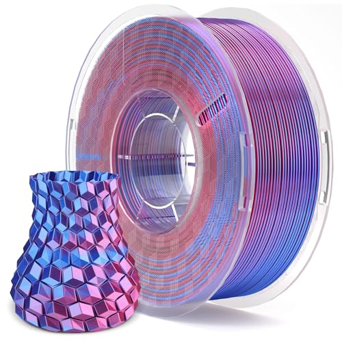 ELEGOO Silk PLA Filament 1.75mm Dual Color Blue Purple 1KG, Shiny 3D Printer Filament Dimensional Accuracy +/- 0.05mm, 1kg Spool(2.2lbs) Fits for Most FDM 3D Printers