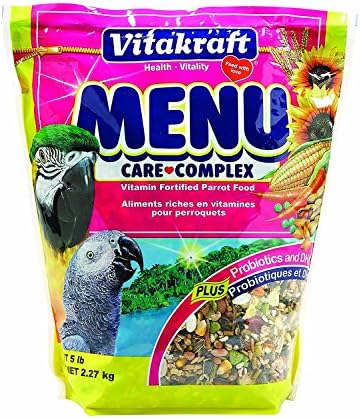 Vitakraft Menu Premium Parrot Food - Vitamin-Fortified - Macaw, Amazon, Conure, and Parrot Food for Large Birds 5 Pound (Pack of 1)