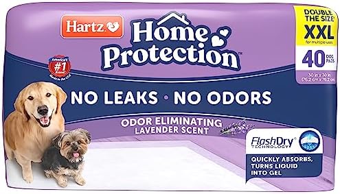 Hartz Home Protection Lavender Scented Dog Pads, XXL 40 count, Super Absorbent & Won't Leak, Odor Eliminating