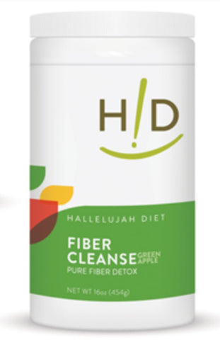 Hallelujah Diet Fiber Cleanse Powder - Green Apple Flavored, Psyllium and Flax Seed-Based Powder, Eliminates Toxins and Restores Optimal Bowel Function, Natural Colon Cleanse Supplement - (16 Oz)