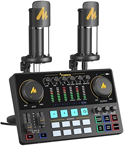MAONO-MaonoCaster-Podcast Equipment Bundle for 2-includes All-in-one Audio Interface with Premium Mic Preamp, XLR Condenser Microphone, and 3.5MM Mic for Podcast Recording, Streaming, DJ (AME2 Duo)