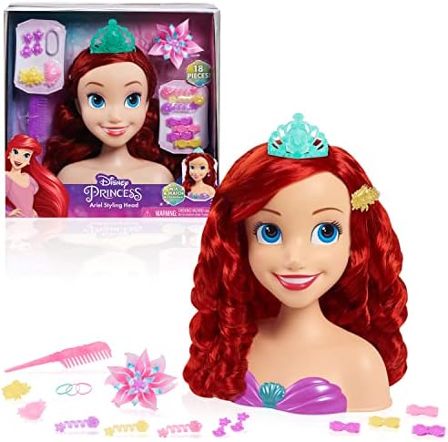 Disney Princess Ariel Styling Head, 18-pieces, Pretend Play, Kids Toys for Ages 3 Up by Just Play